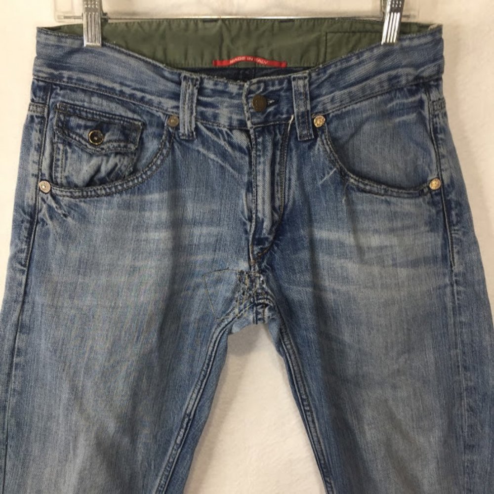 RARE Tex Rag Restyle Recycle Jeans Capri Distress